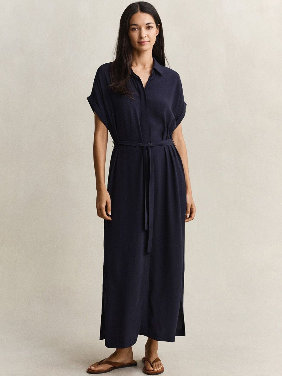 Gant Women Navy Blue Solid Relaxed Fit Dress