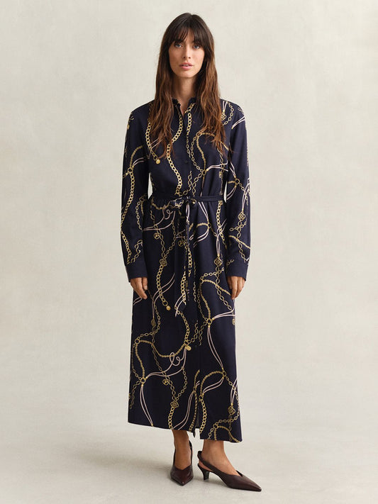 Gant Women Navy Blue Printed Regular Fit Dress