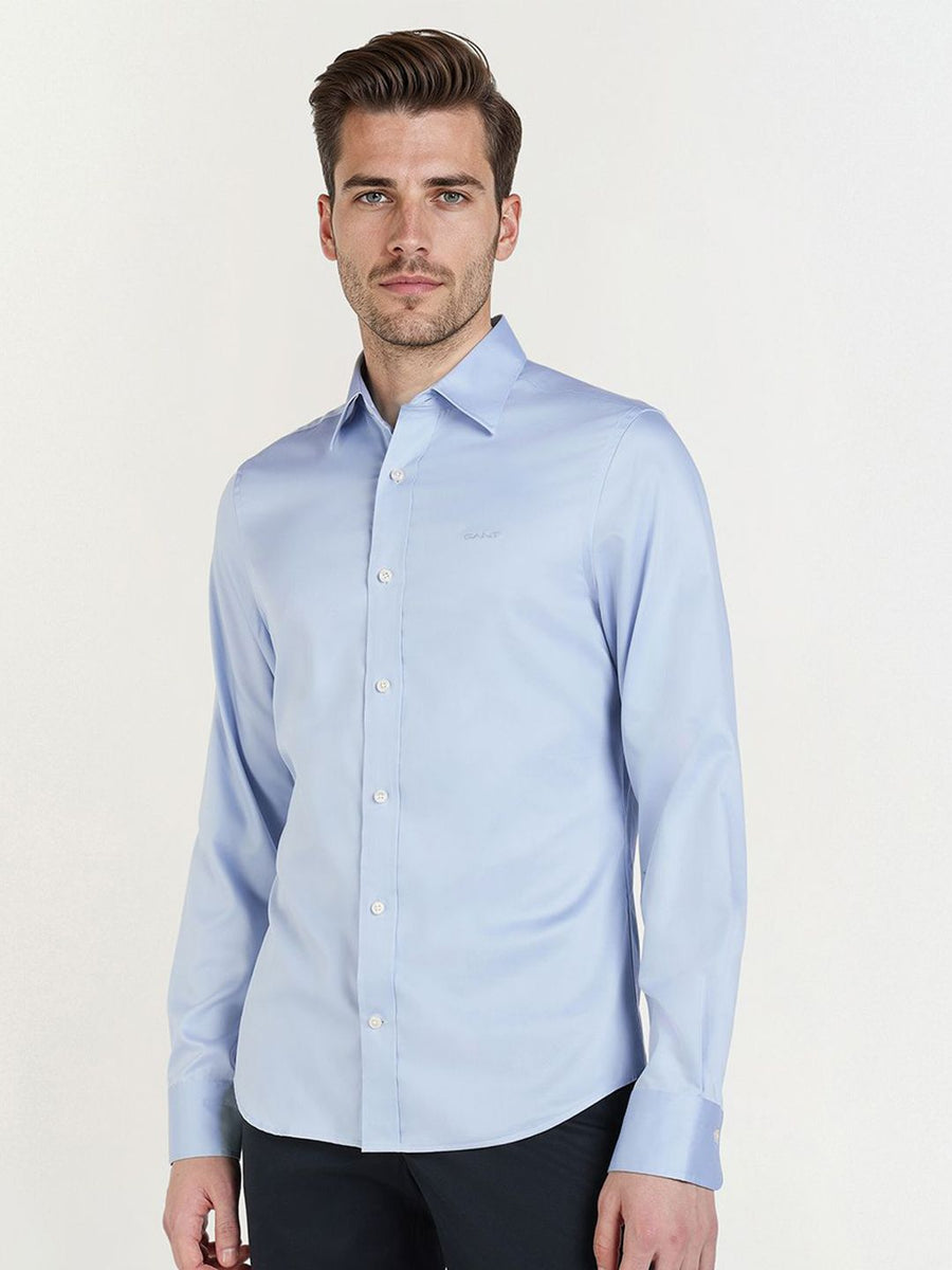GANT Men Relaxed Slim Fit Solid Spread Collar Pure Cotton Formal Shirt