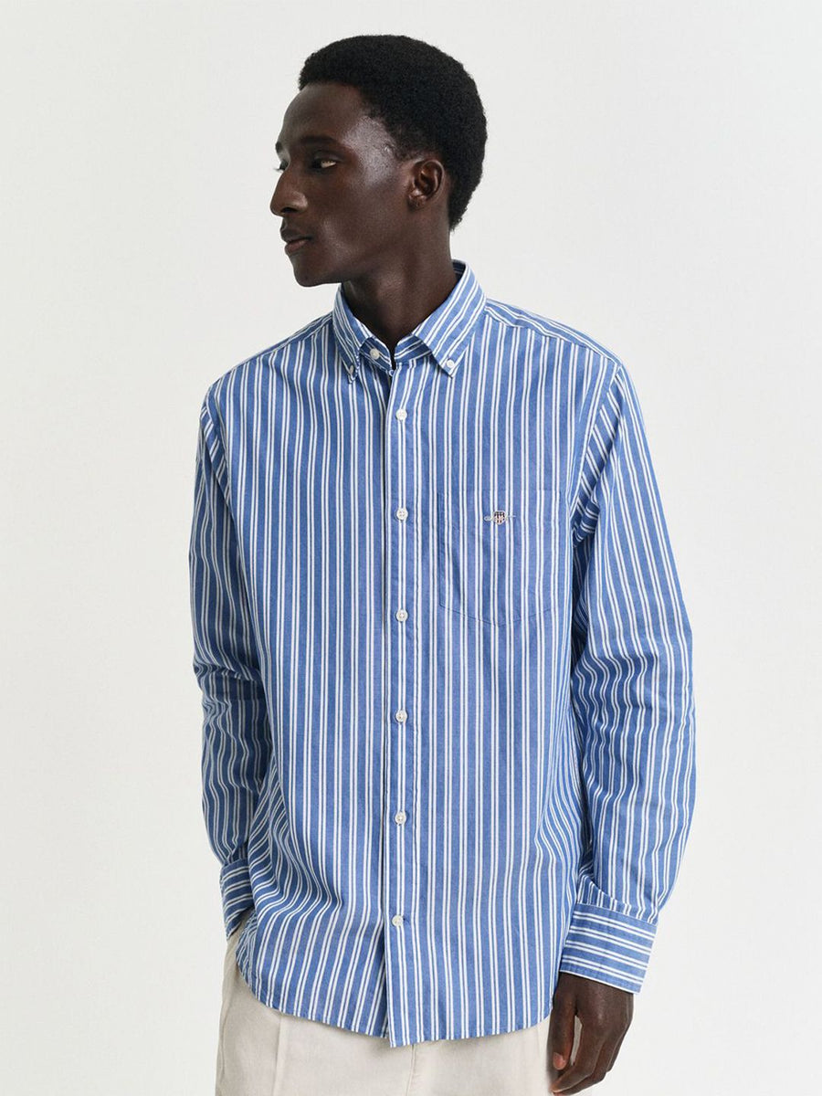 GANT Men Button-Down Classic Poplin Striped Cotton Shirt