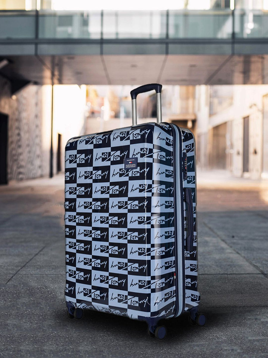 Tommy Hilfiger Printed Hard 4 Wheels 360-Degree Rotation Cabin Trolley Bag