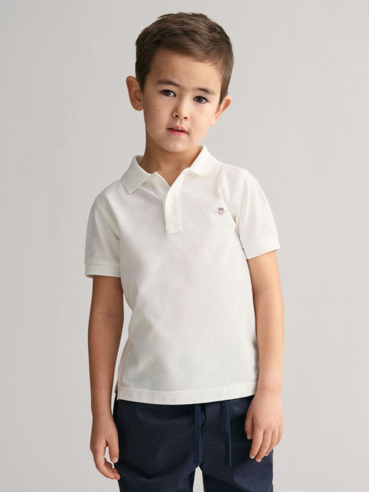GANT Kids Unisex Polo Collar Solid Pure Cotton T-shirt