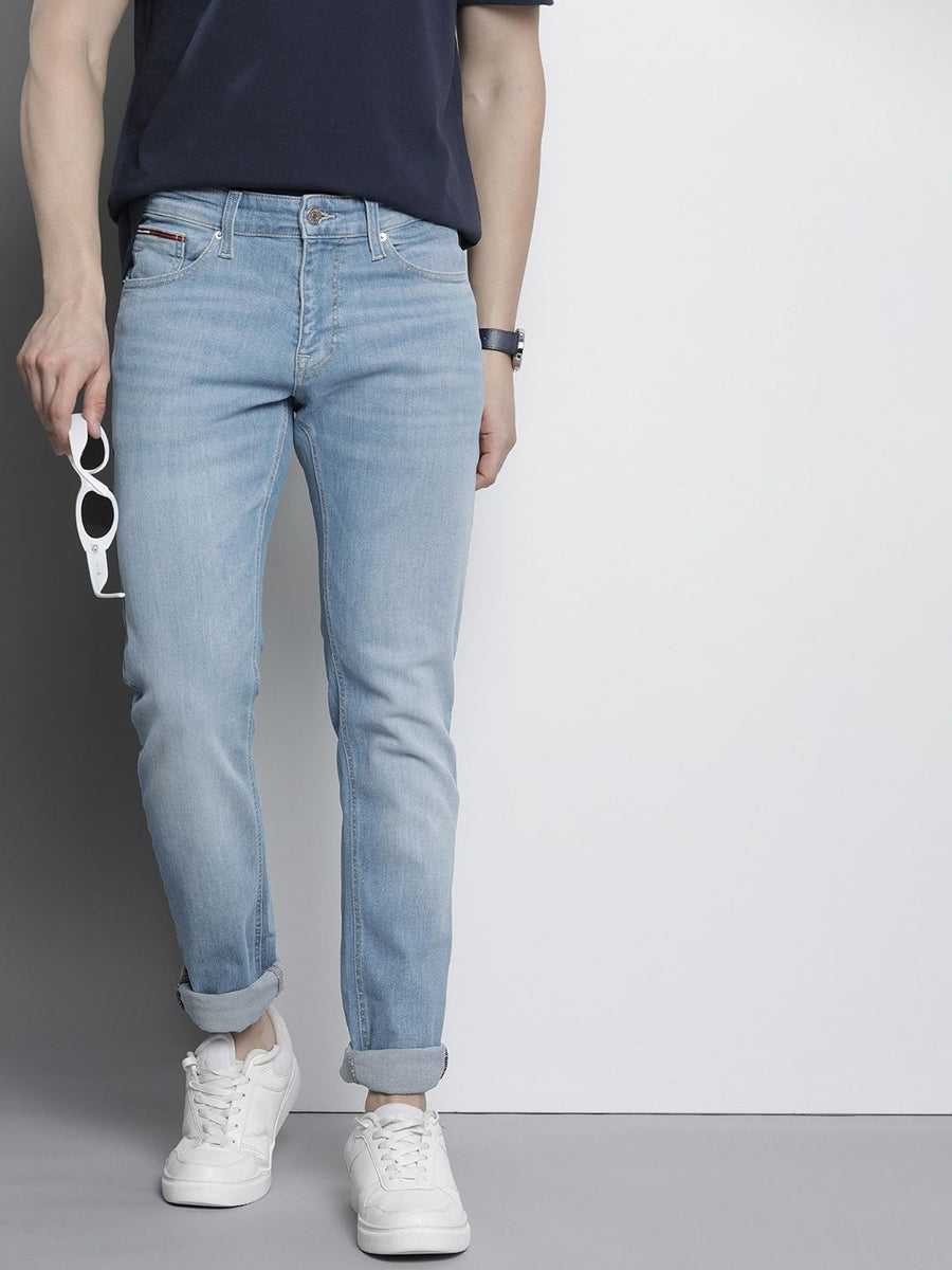 Tommy Hilfiger Men Sustainable Scanton Slim Fit Mid-Rise Light Fade Stretchable Jeans