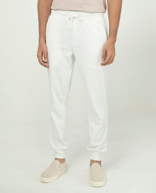 Rare Rabbit Men's Akagi Off White Cotton Plain Regular Fit Joggers