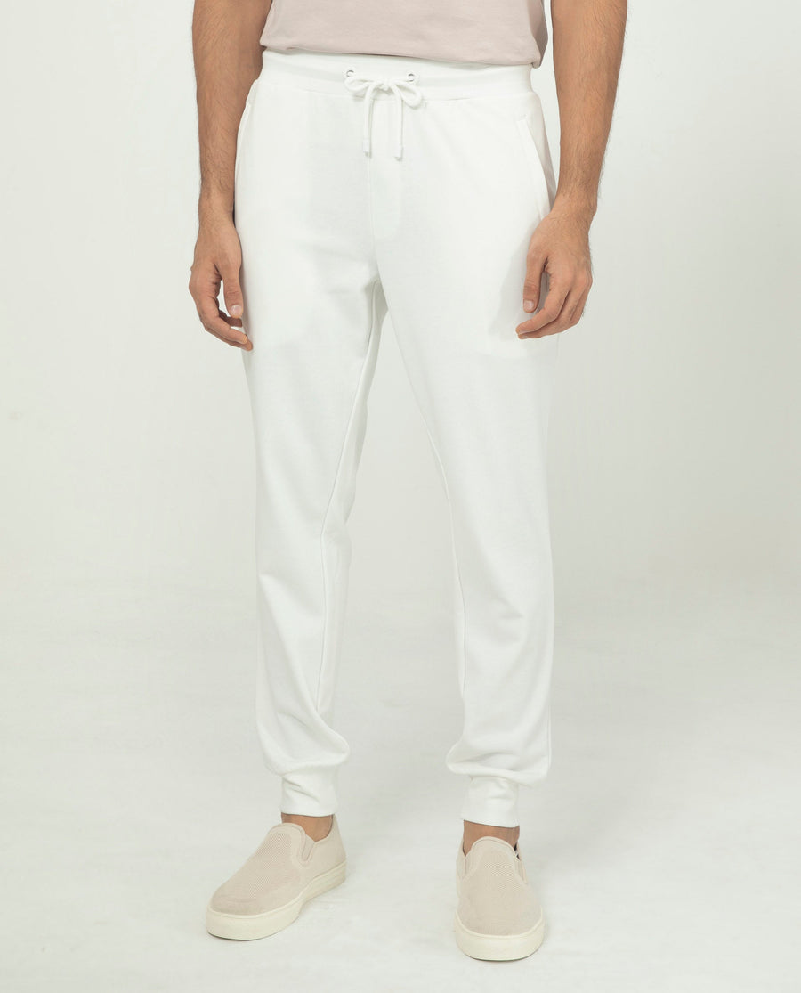Rare Rabbit Men's Akagi Off White Cotton Plain Regular Fit Joggers