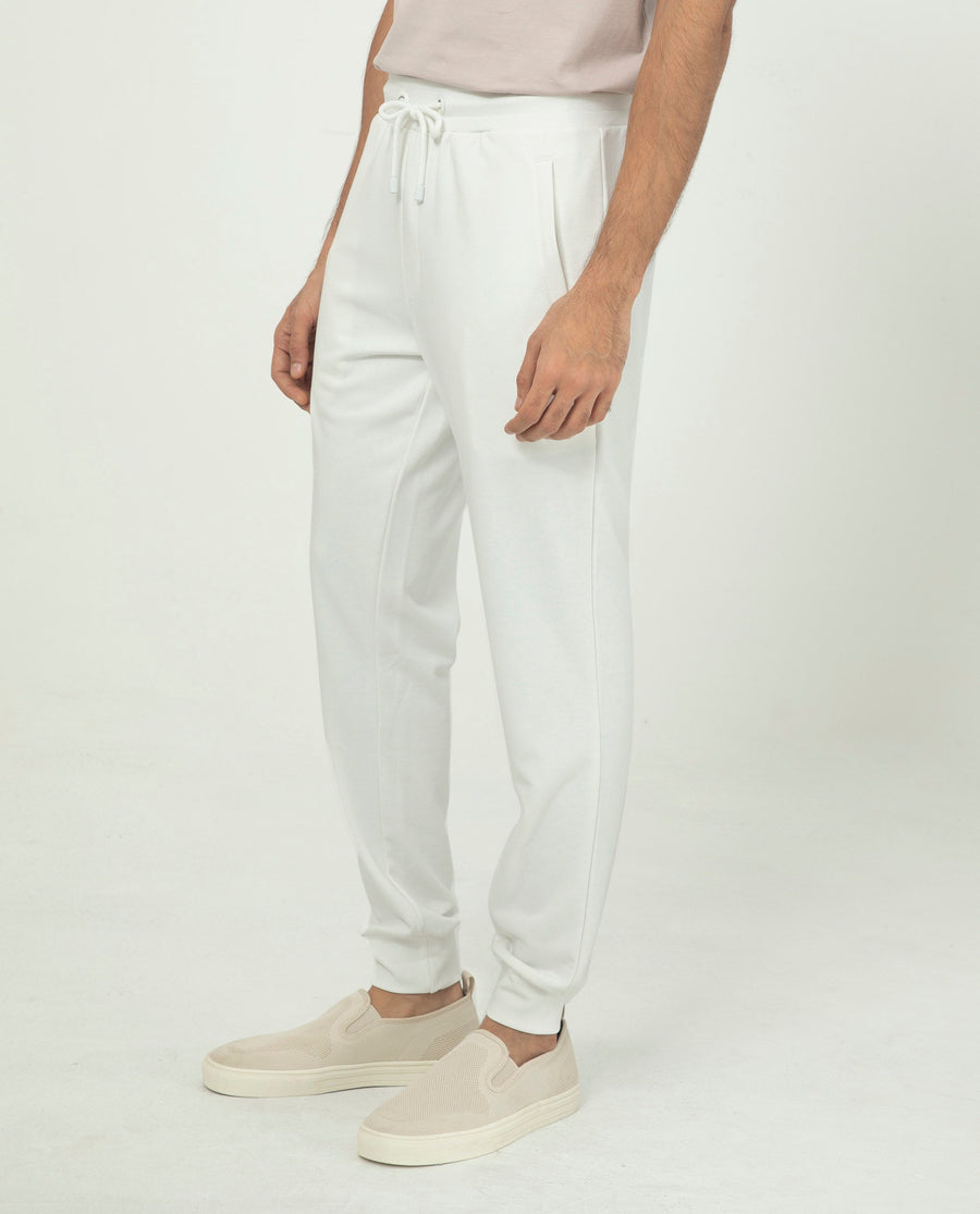 Rare Rabbit Men's Akagi Off White Cotton Plain Regular Fit Joggers