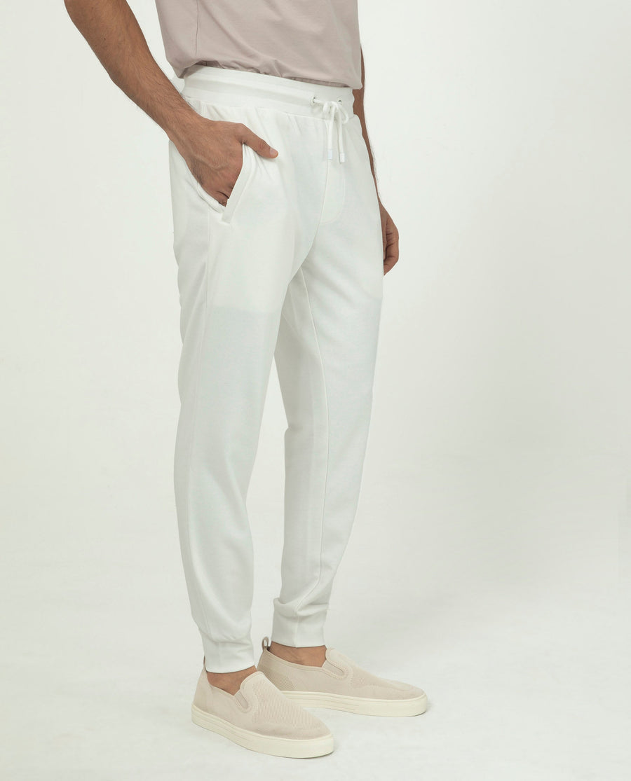 Rare Rabbit Men's Akagi Off White Cotton Plain Regular Fit Joggers