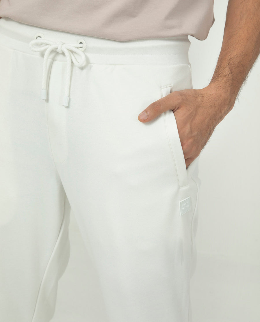 Rare Rabbit Men's Akagi Off White Cotton Plain Regular Fit Joggers