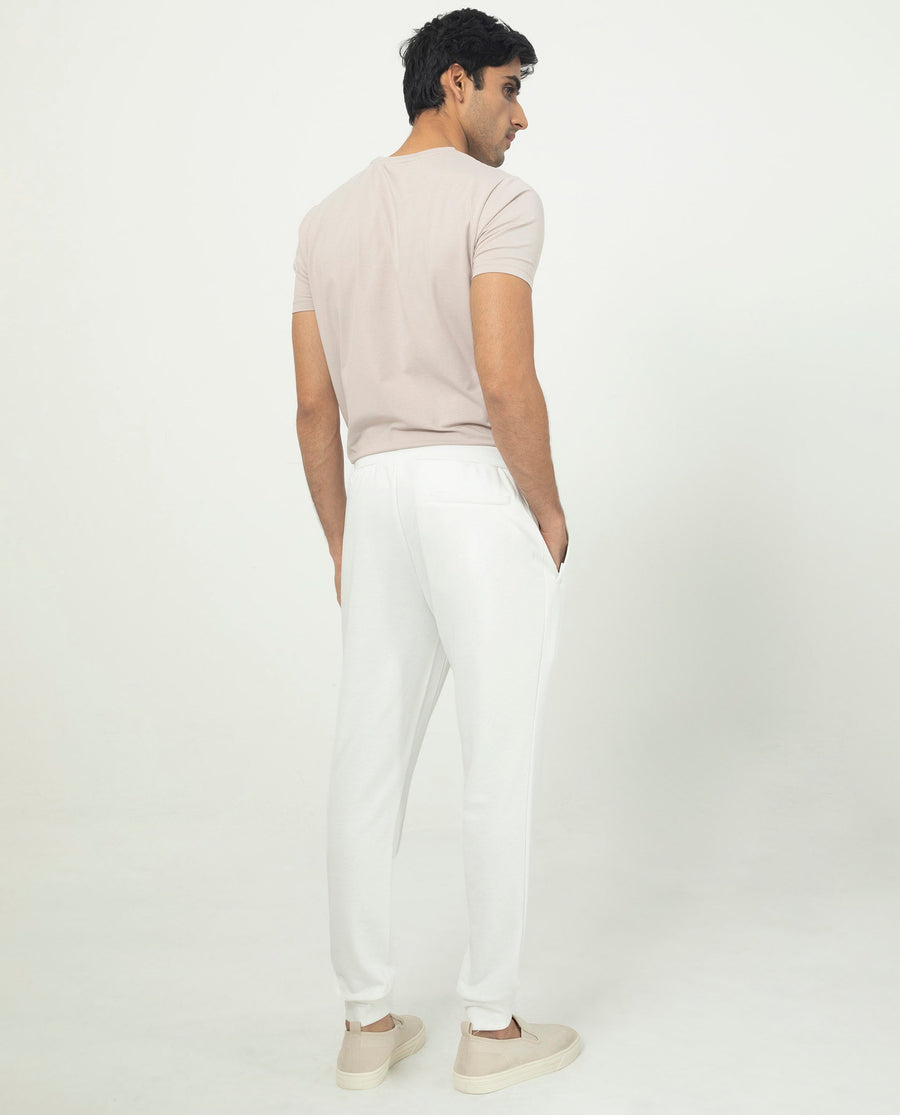 Rare Rabbit Men's Akagi Off White Cotton Plain Regular Fit Joggers