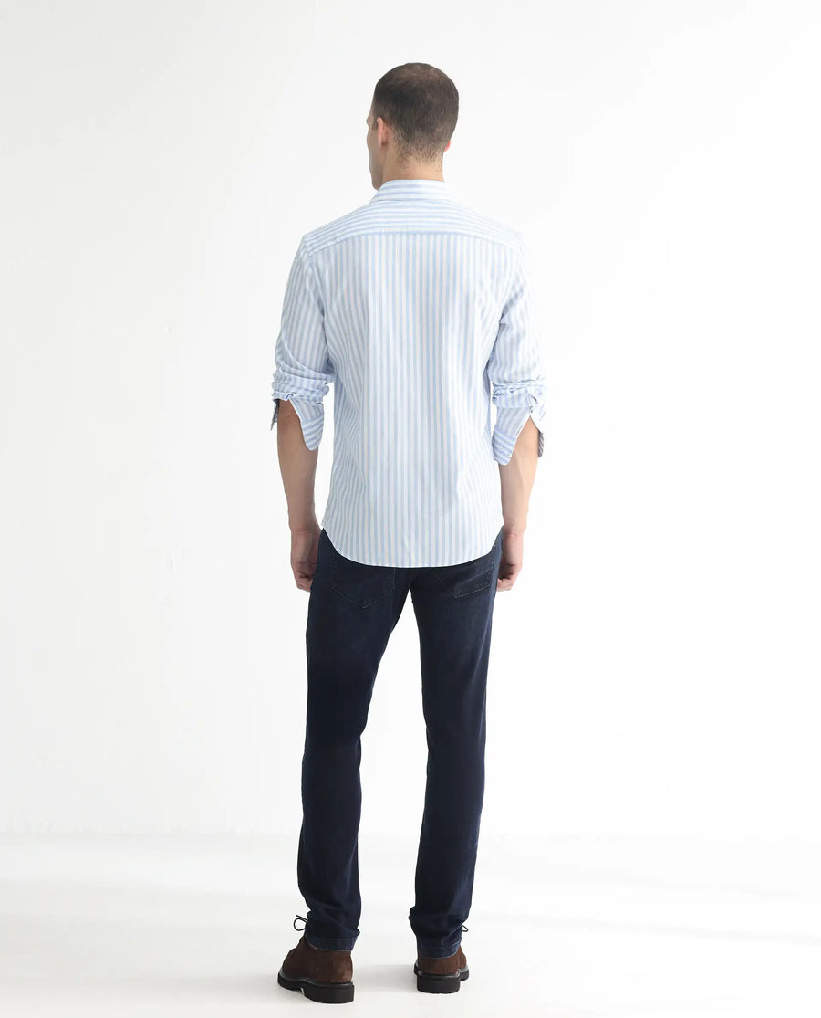 Rare Rabbit Men's Anket Blue Cotton Plain Hawk Slim Fit Jeans