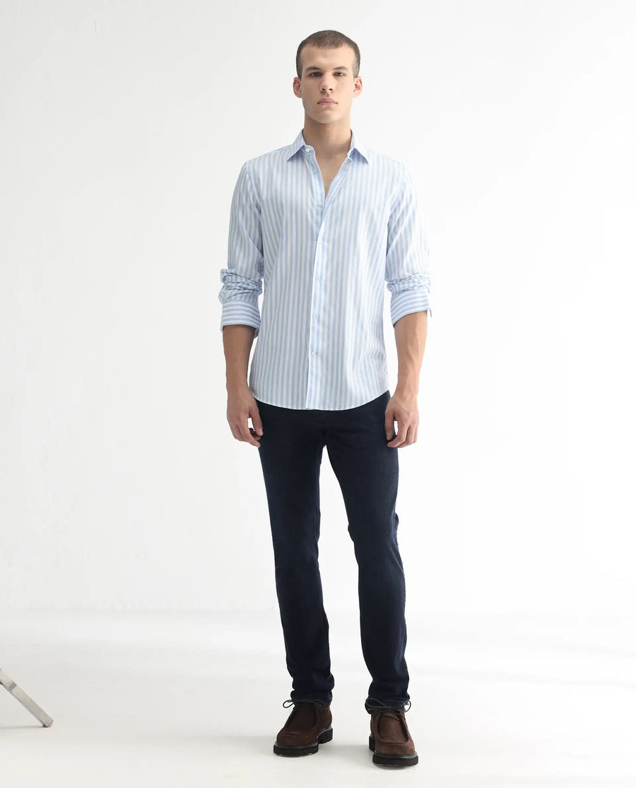 Rare Rabbit Men's Anket Blue Cotton Plain Hawk Slim Fit Jeans