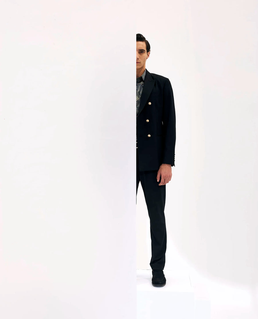 Rare Rabbit Men's Arcade Black Polyester Plain Regular Fit Trouser