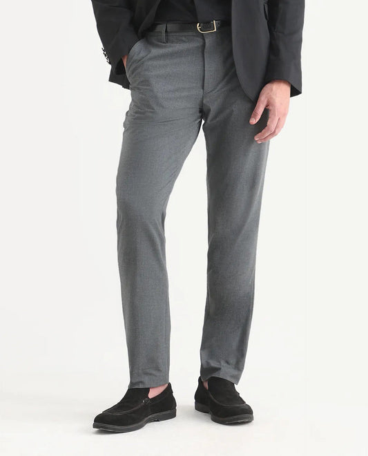 Rare Rabbit Men's Arcade-Lite Dark Grey Polyester Blend Fabric Regular Fit Plain Trouser