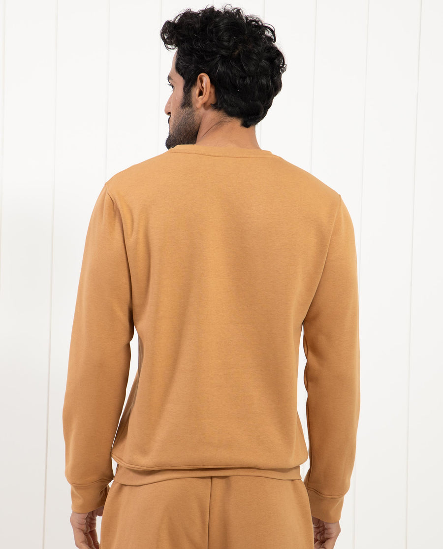 Rare Rabbit Men's Argyll Mustard Cotton Graphic Print Regular Fit Full Sleeve Crew Neck Sweatshirt
