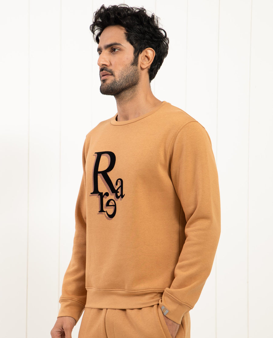 Rare Rabbit Men's Argyll Mustard Cotton Graphic Print Regular Fit Full Sleeve Crew Neck Sweatshirt