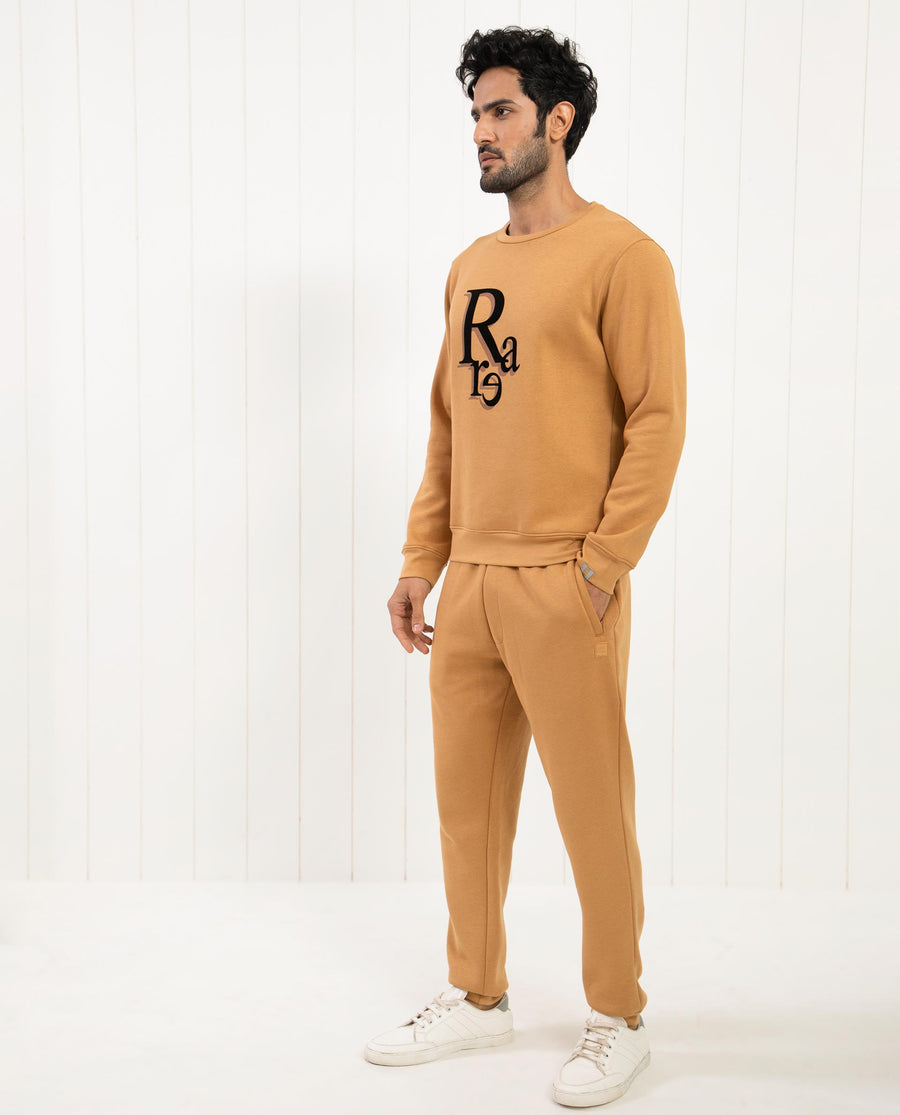 Rare Rabbit Men's Argyll Mustard Cotton Graphic Print Regular Fit Full Sleeve Crew Neck Sweatshirt