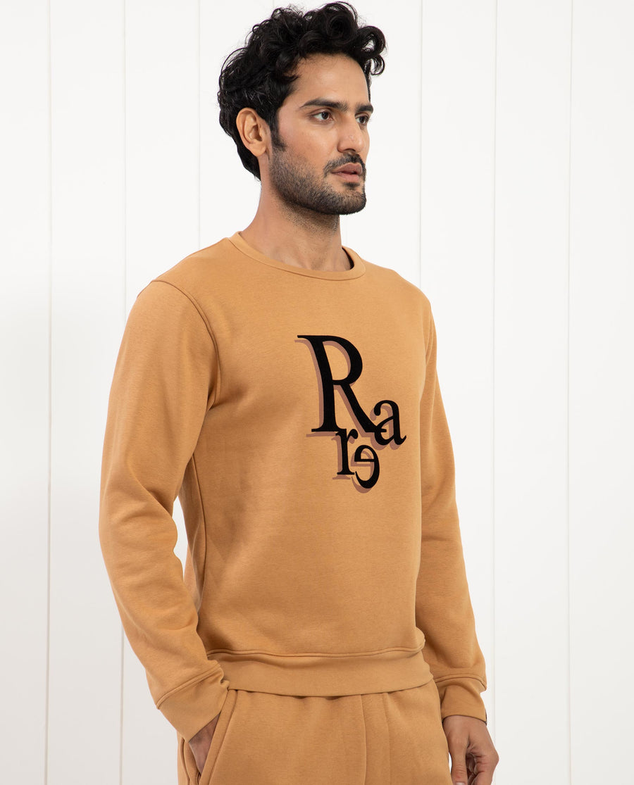 Rare Rabbit Men's Argyll Mustard Cotton Graphic Print Regular Fit Full Sleeve Crew Neck Sweatshirt