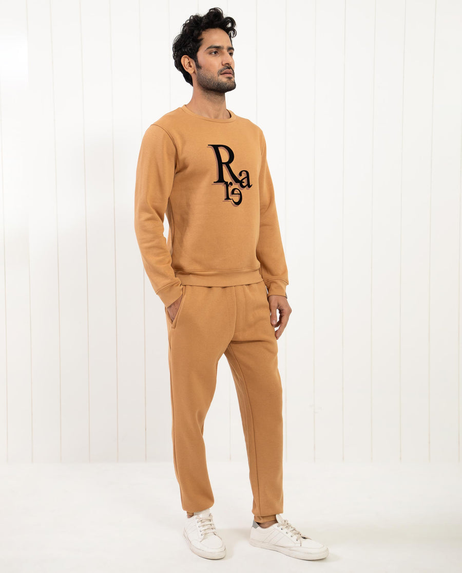 Rare Rabbit Men's Argyll Mustard Cotton Graphic Print Regular Fit Full Sleeve Crew Neck Sweatshirt