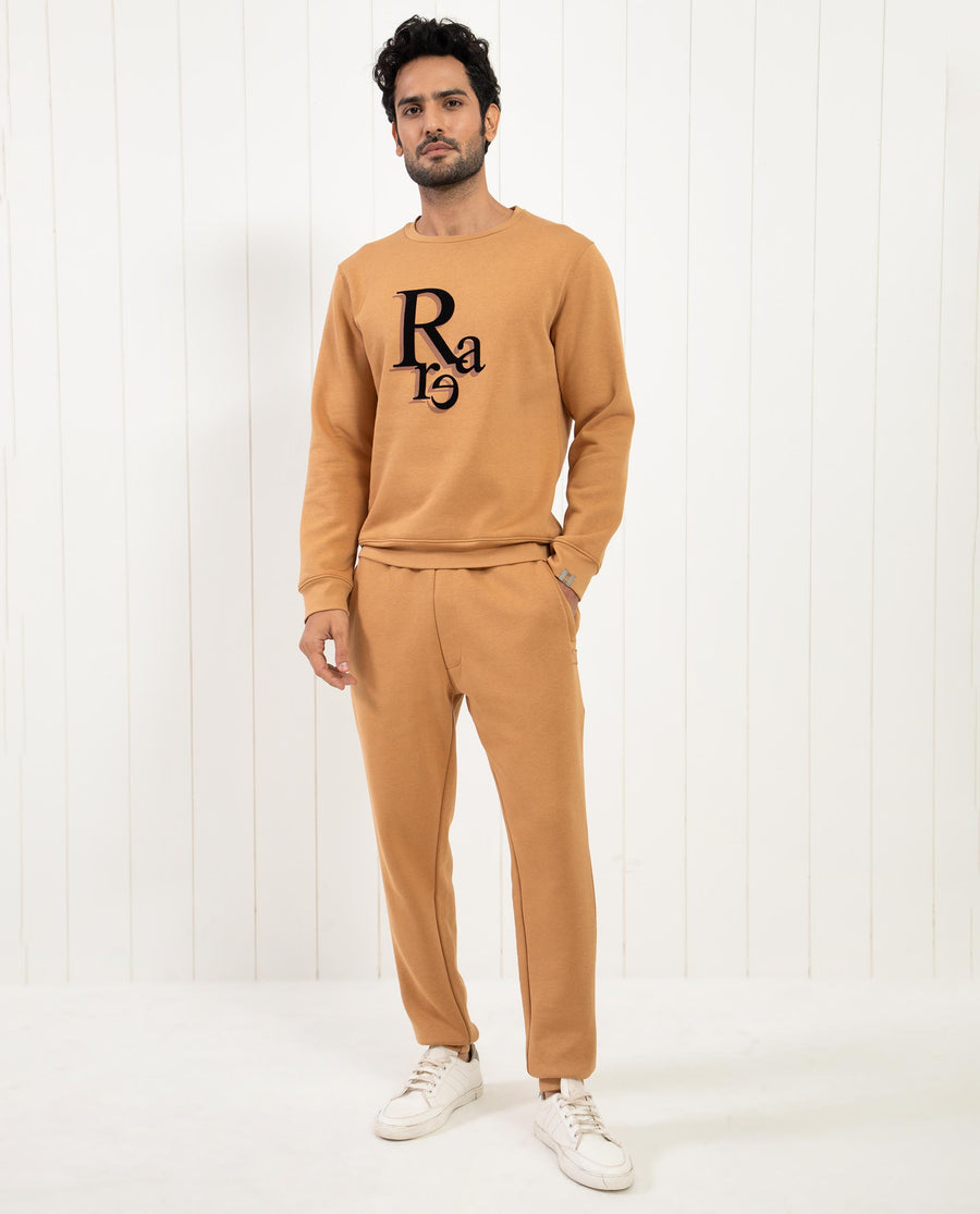 Rare Rabbit Men's Argyll Mustard Cotton Graphic Print Regular Fit Full Sleeve Crew Neck Sweatshirt