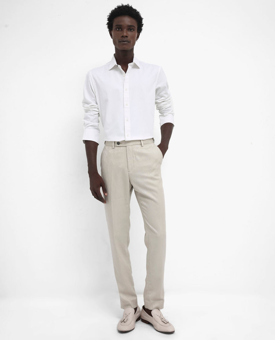 Rare Rabbit Men's Arlet White Cotton Plain Regular Fit Full Sleeve Collared Shirt