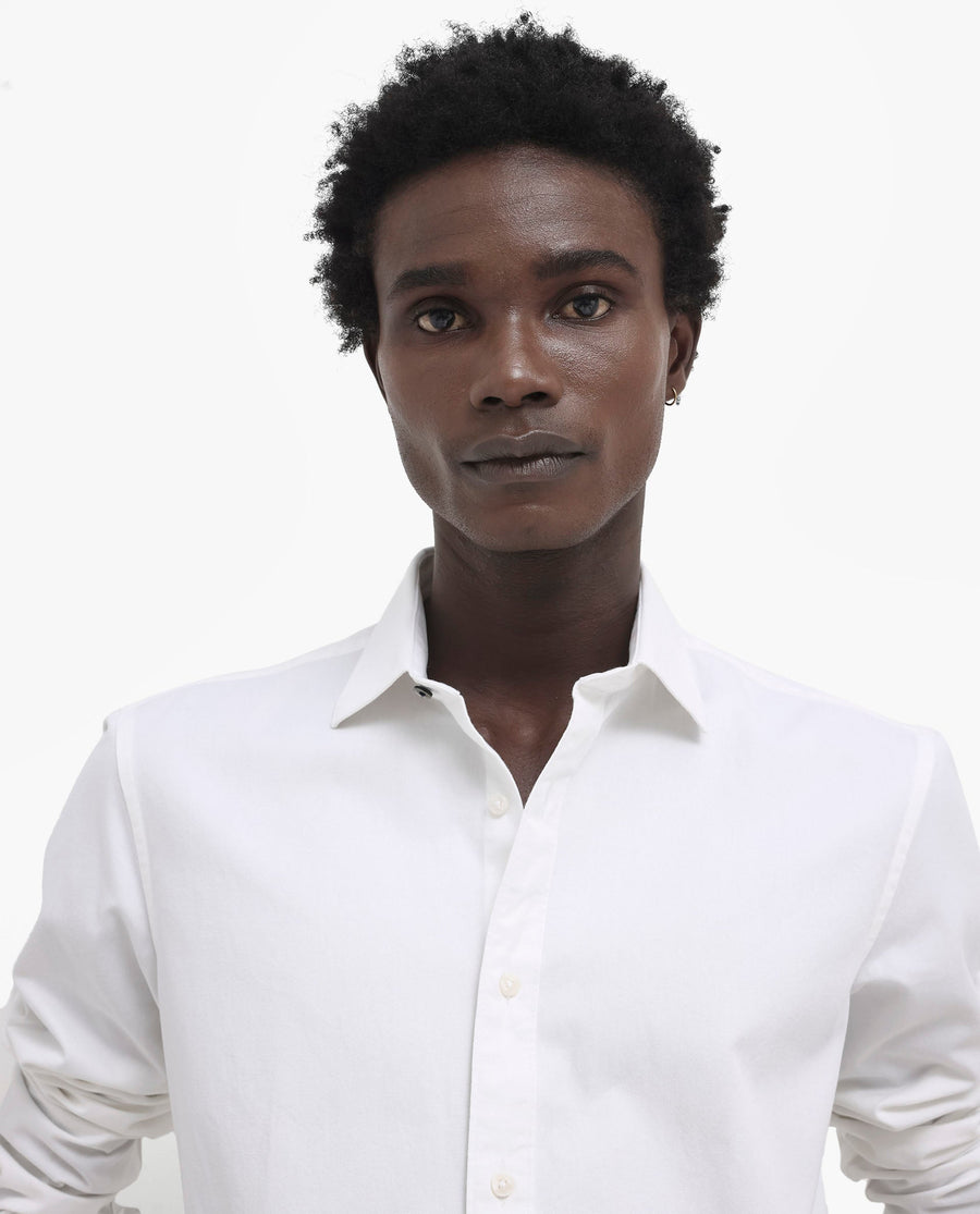 Rare Rabbit Men's Arlet White Cotton Plain Regular Fit Full Sleeve Collared Shirt