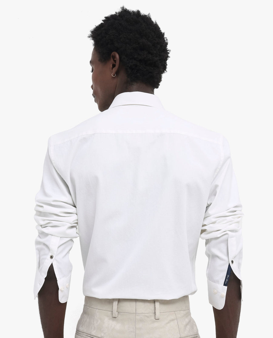 Rare Rabbit Men's Arlet White Cotton Plain Regular Fit Full Sleeve Collared Shirt