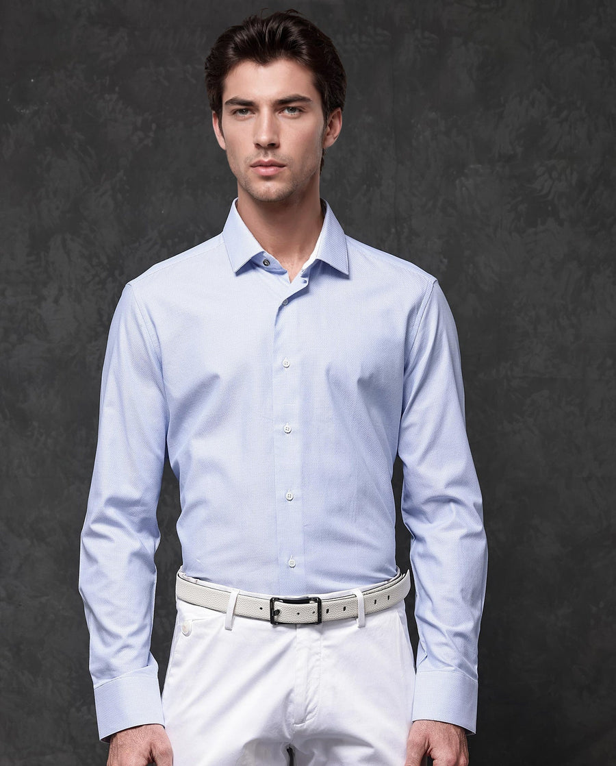 Rare Rabbit Men's Astron Pastel Purple Cotton Textured Regular Fit Full Sleeve Collared Shirt