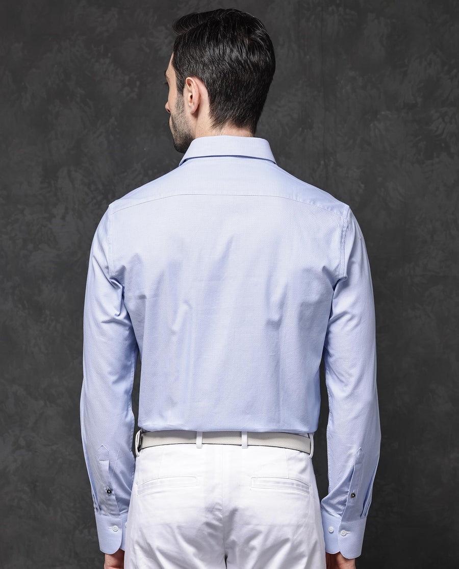 Rare Rabbit Men's Astron Pastel Purple Cotton Textured Regular Fit Full Sleeve Collared Shirt
