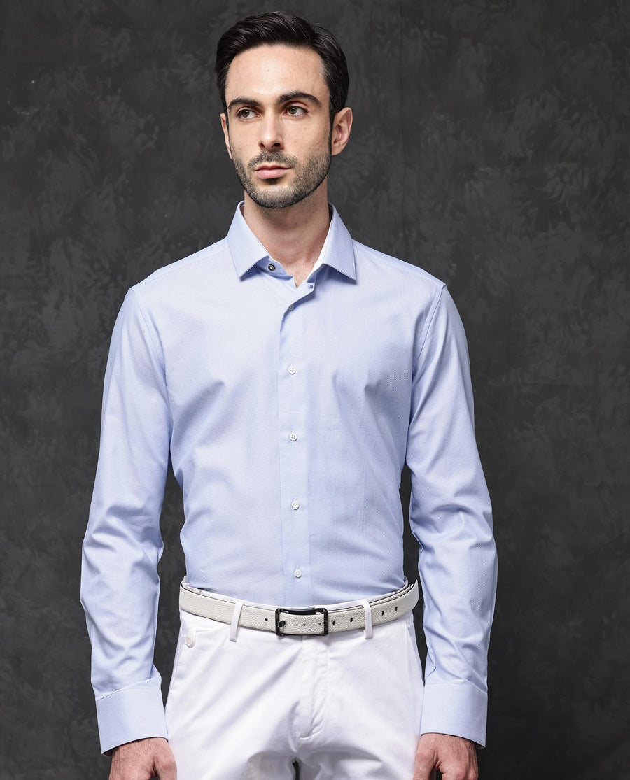 Rare Rabbit Men's Astron Pastel Purple Cotton Textured Regular Fit Full Sleeve Collared Shirt