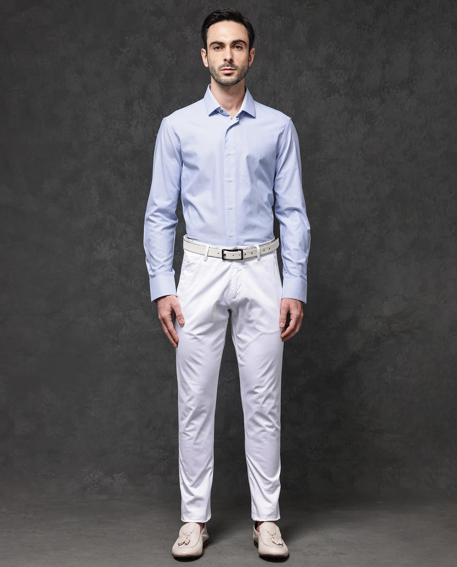 Rare Rabbit Men's Astron Pastel Purple Cotton Textured Regular Fit Full Sleeve Collared Shirt