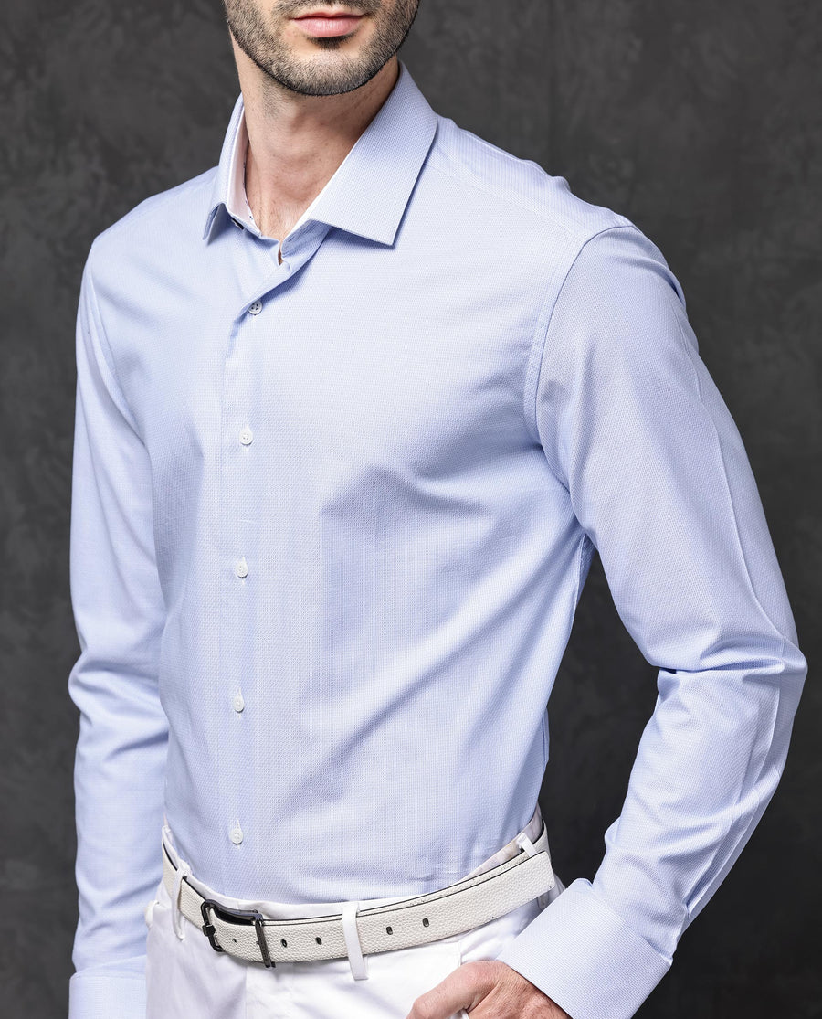 Rare Rabbit Men's Astron Pastel Purple Cotton Textured Regular Fit Full Sleeve Collared Shirt