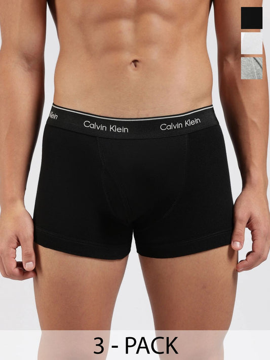 Calvin Klein Underwear Pack of 3 Cotton Blend Assorted Solid Trunks