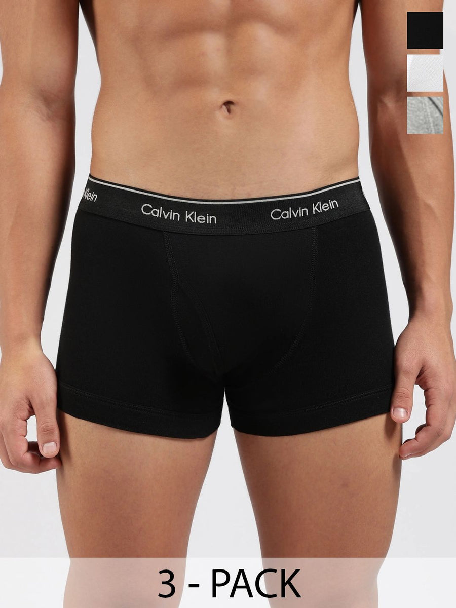Calvin Klein Underwear Pack of 3 Cotton Blend Assorted Solid Trunks