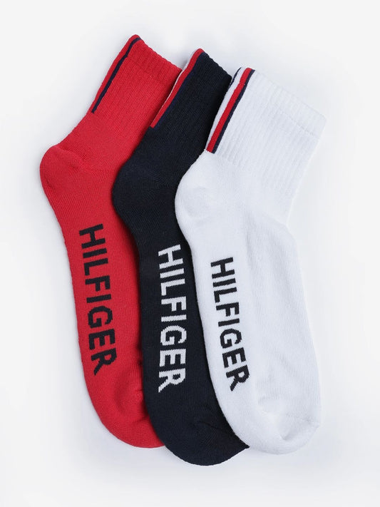 Tommy Hilfiger Men Pack Of 3 Patterned Cotton Calf Length Socks