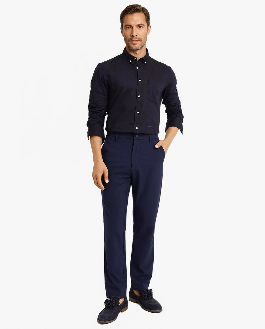 Rare Rabbit Men's Auxfo Black Cotton Plain Regular Fit Full Sleeve Button-Down Collar Shirt