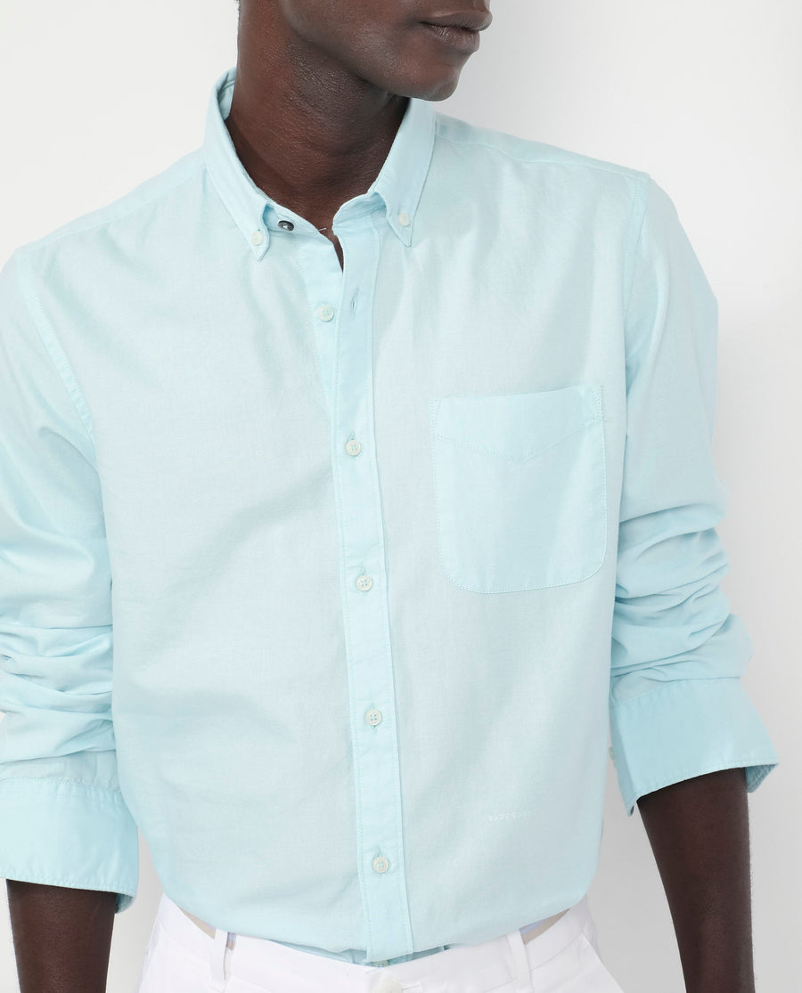 Rare Rabbit Men's Auxfo Turq Cotton Plain Regular Fit Full Sleeve Collared Shirt