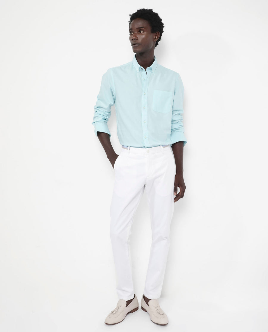 Rare Rabbit Men's Auxfo Turq Cotton Plain Regular Fit Full Sleeve Collared Shirt