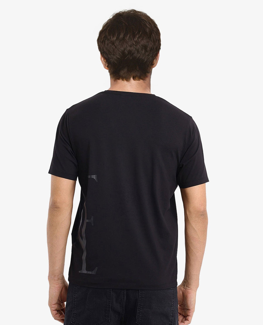 Rare Rabbit Men's Ayden Black Cotton Graphic Print Regular Fit Half Sleeve Crew Neck T-Shirt