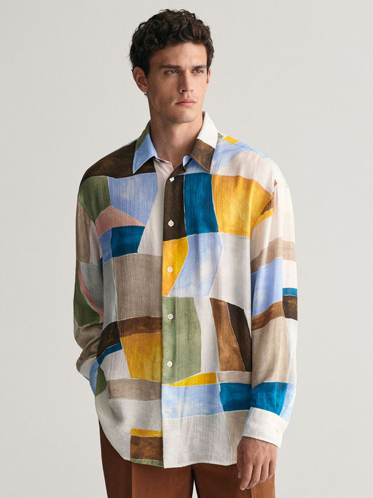GANT Abstract Printed Long Sleeves Oversized Casual Shirt