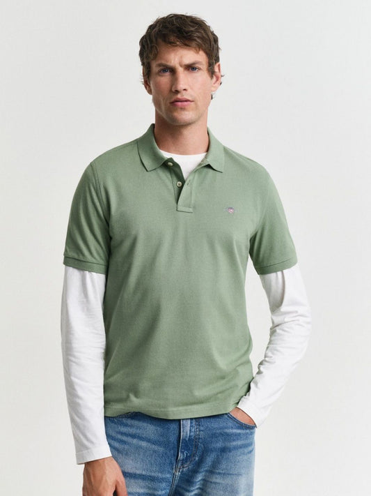 GANT Men Solid Polo Collar Pique Cotton T-shirt