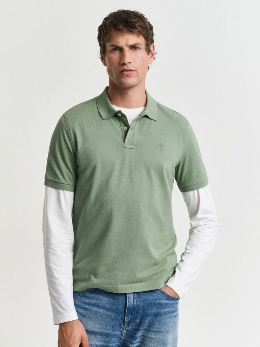 GANT Men Solid Polo Collar Pique Cotton T-shirt