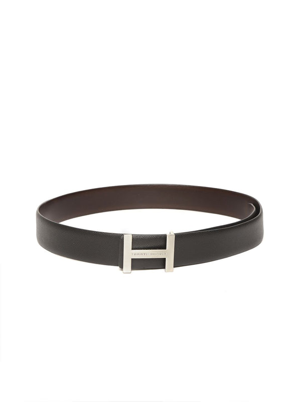 Tommy Hilfiger Men Black & Brown Leather Reversible Solid Belt