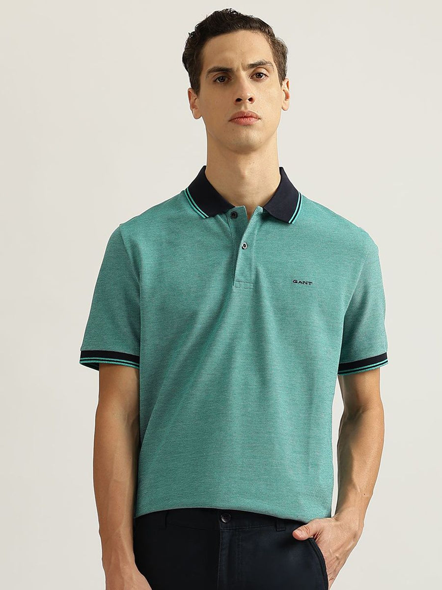 GANT Men Solid Polo Collar Cotton T-Shirt