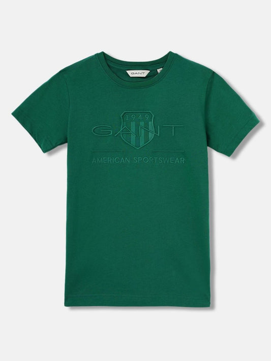 GANT Boys Embroidered Solid Pure Cotton T-shirt