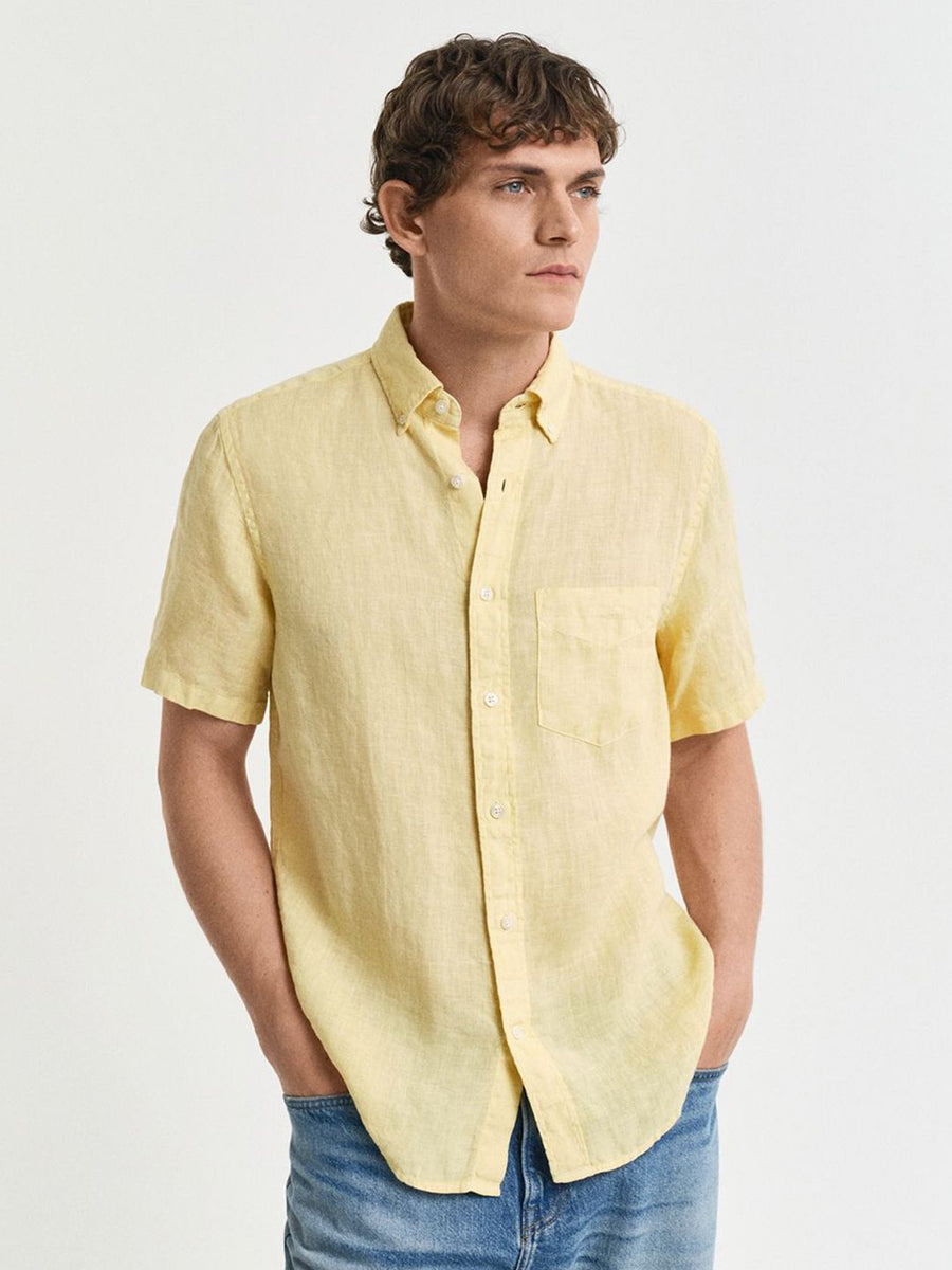 GANT Men Button-Down Regular Garment Dyed Linen Casual Shirt