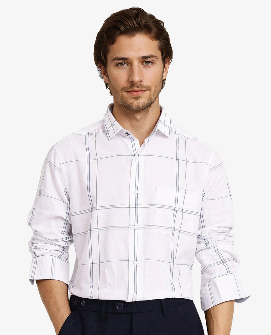 Rare Rabbit Men's Checked Print Regular Fit Full Sleeve Collared Shirt