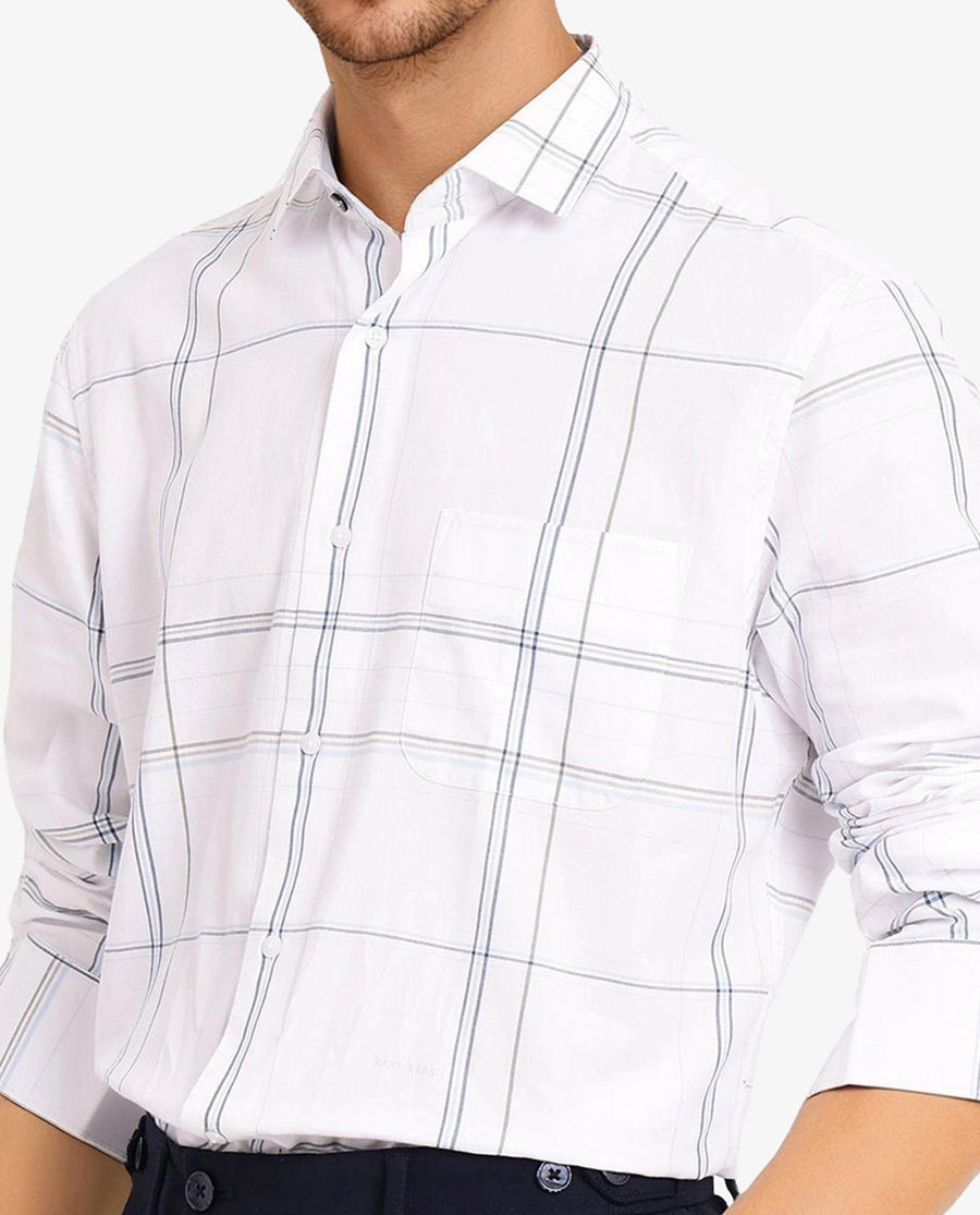 Rare Rabbit Men's Checked Print Regular Fit Full Sleeve Collared Shirt