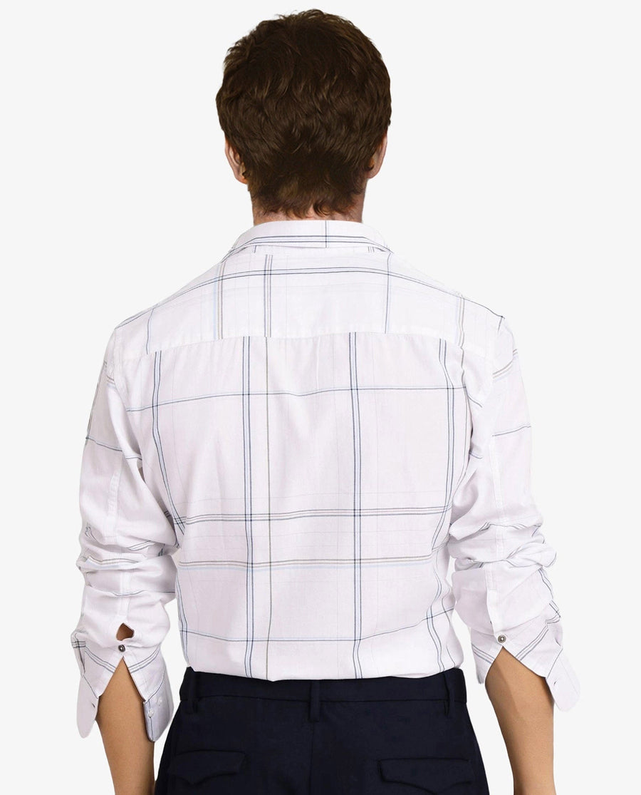 Rare Rabbit Men's Checked Print Regular Fit Full Sleeve Collared Shirt
