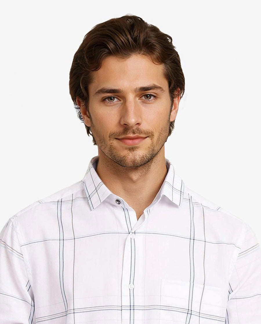 Rare Rabbit Men's Checked Print Regular Fit Full Sleeve Collared Shirt
