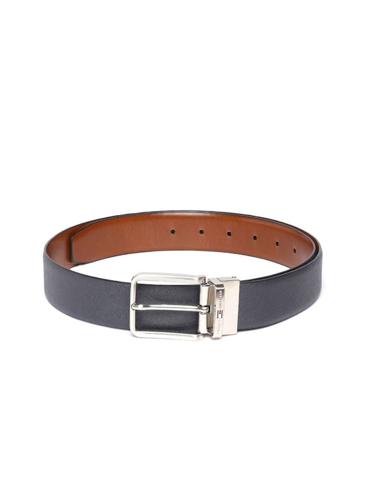 Tommy Hilfiger Men Navy Blue & Tan Brown Solid Reversible Leather Belt